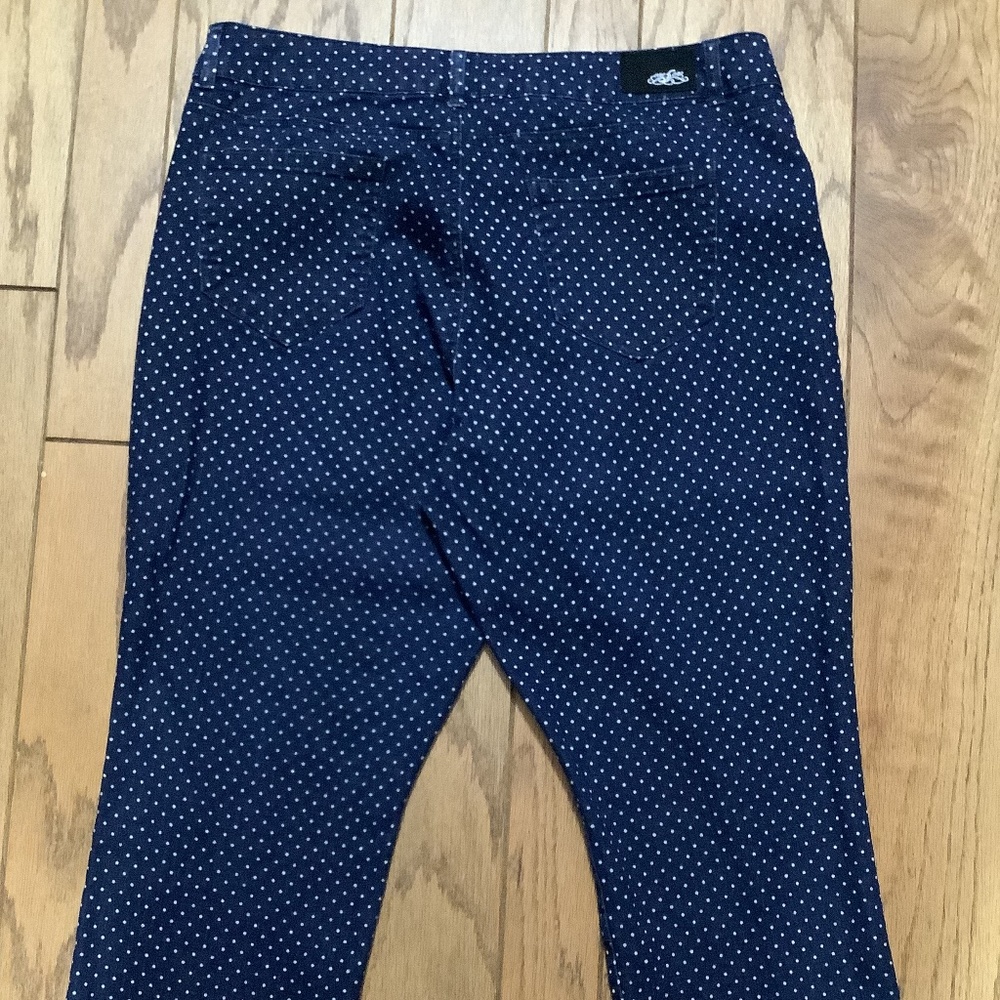 Plus size blue and white jeans.